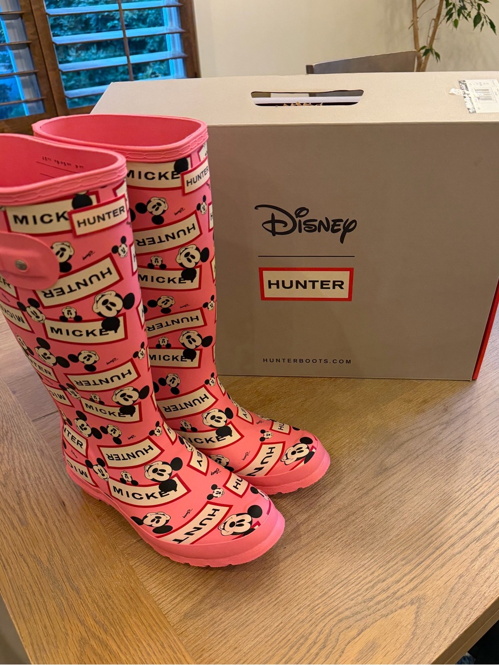 Kids' Hunter Pink Mickey Rain Boots, NWT